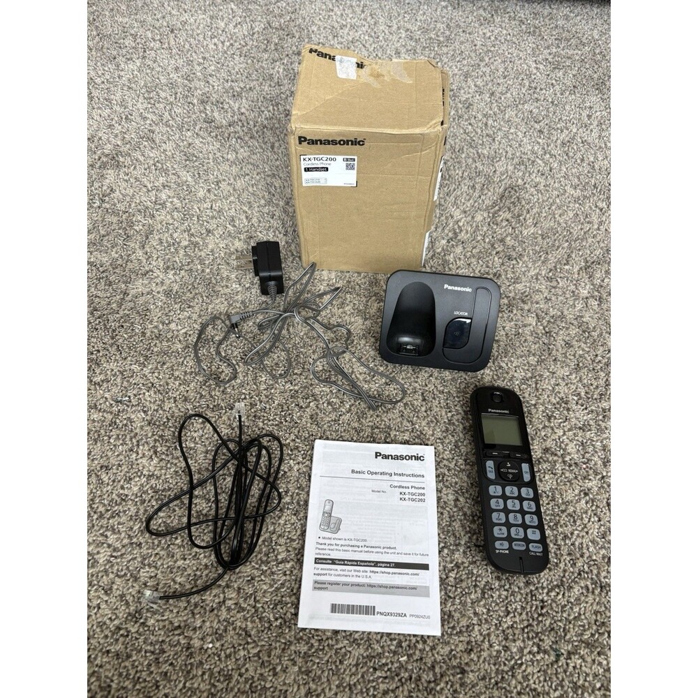Panasonic KX-TGC200B Cordless Phone Black 1.6” Backlit Speakerphone Call Block
